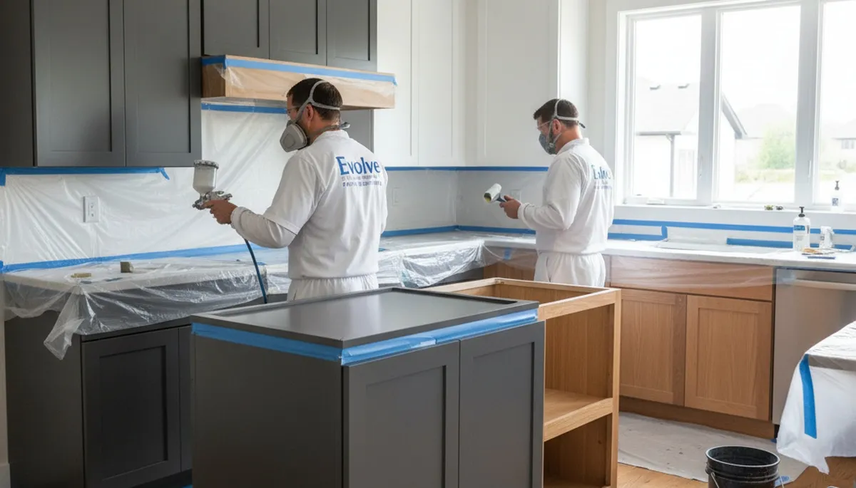 Professional cabinet painting in Santa Rosa, CA kitchen by expert house painters