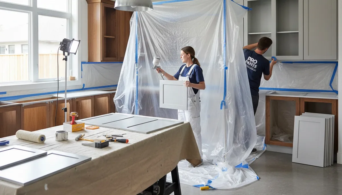 Professional cabinet painting in Santa Rosa, CA kitchen by local house painters