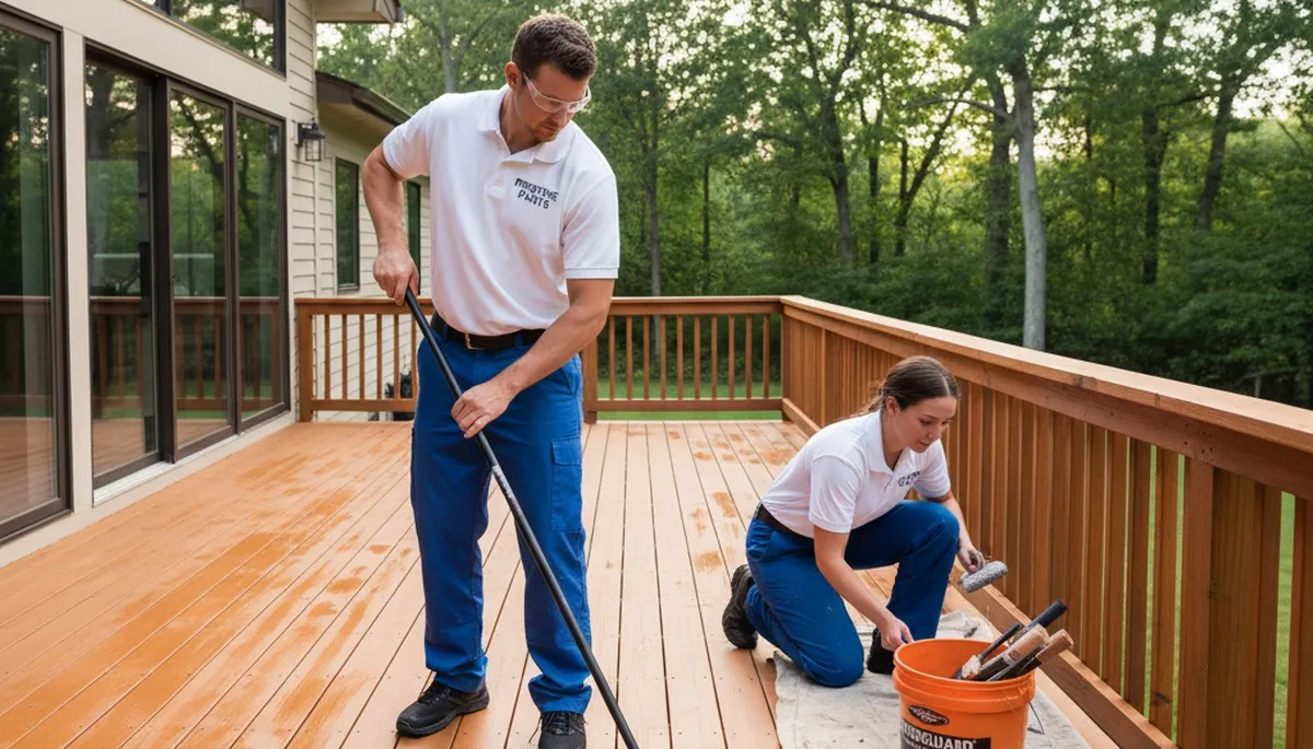 Professional deck staining in Santa Rosa, CA protecting redwood decks with UV-resistant finish