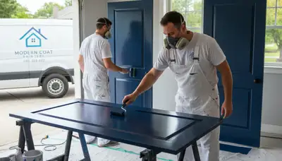 Professional door painting in Santa Rosa, CA by local house painters refinishing entry and French doors