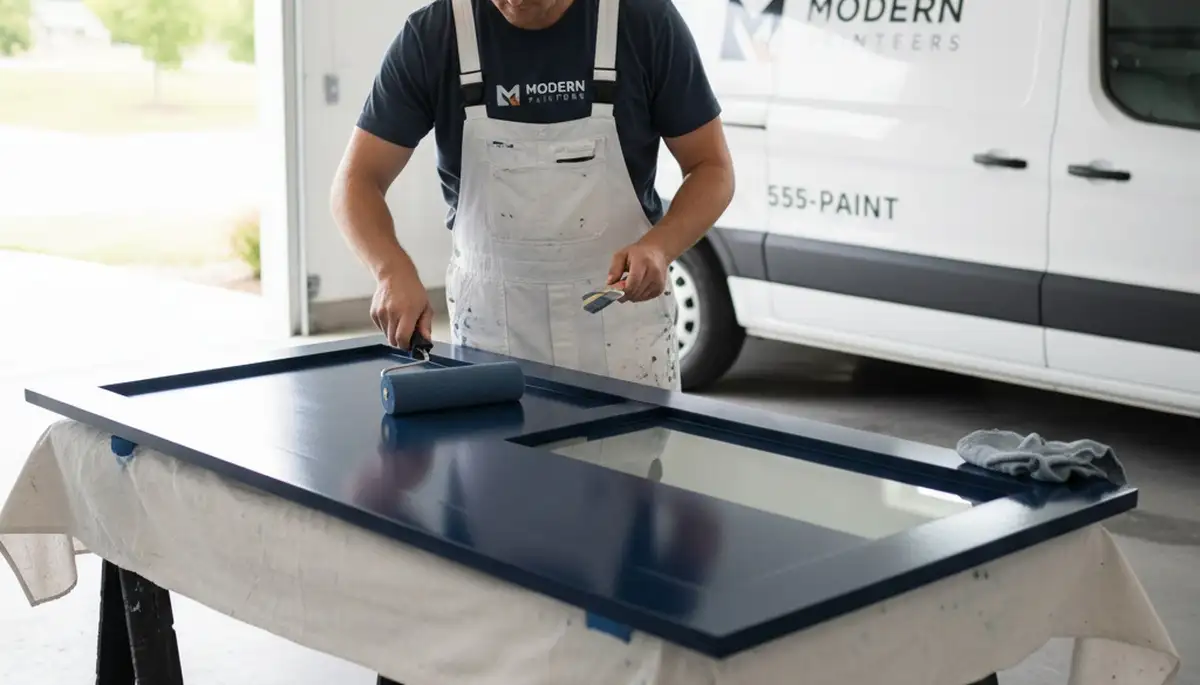 Professional door painting service in Santa Rosa, CA showcasing freshly refinished entry door