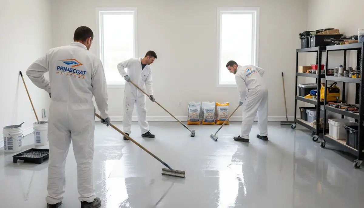 Epoxy garage floor coating in Santa Rosa CA by professional house painters for durable protection