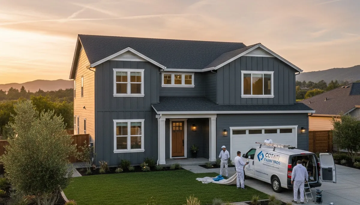 Professional house painters working on exterior home repaint in Santa Rosa, CA