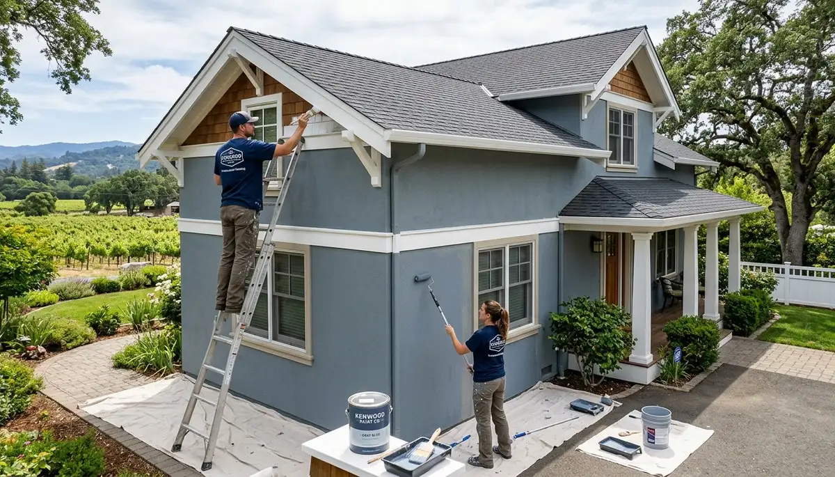 Professional house painters working on residential exterior in Santa Rosa, CA