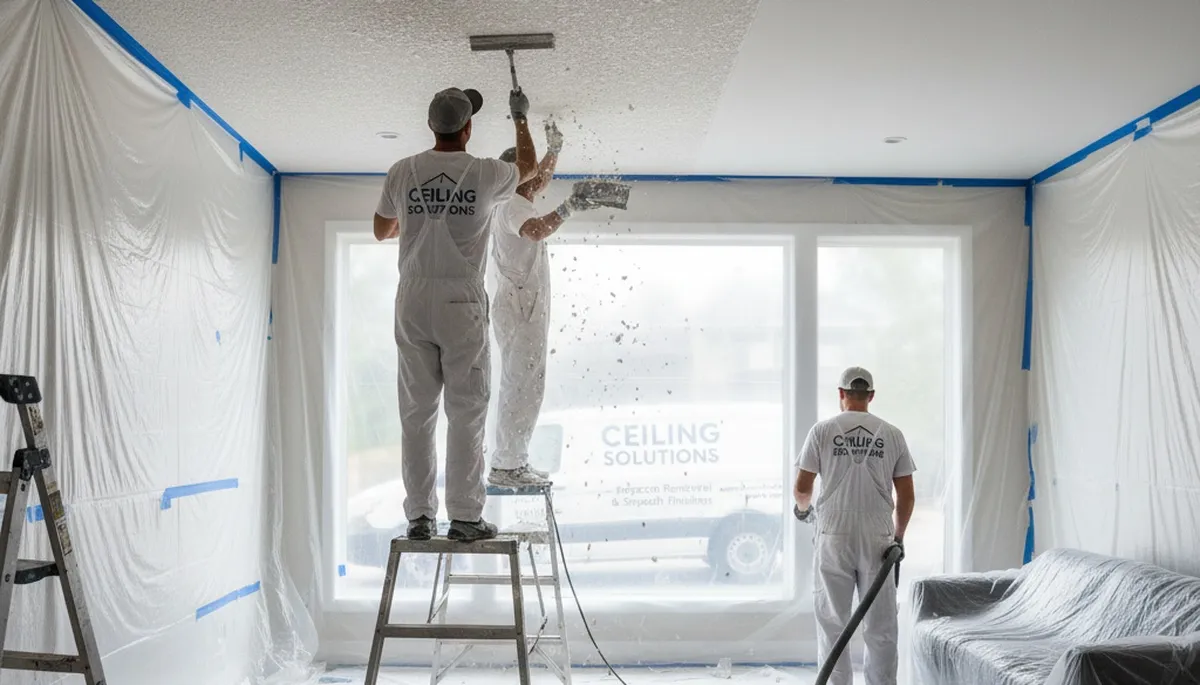 Professional popcorn ceiling removal in Santa Rosa, CA home by expert painting contractors