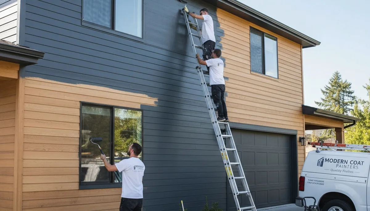 Professional siding painting on a Santa Rosa, CA home by expert local house painters