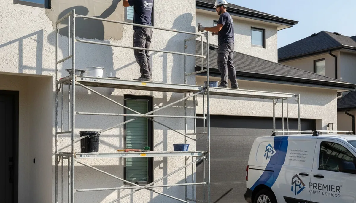Professional stucco repair on Santa Rosa, CA home exterior by expert local painters