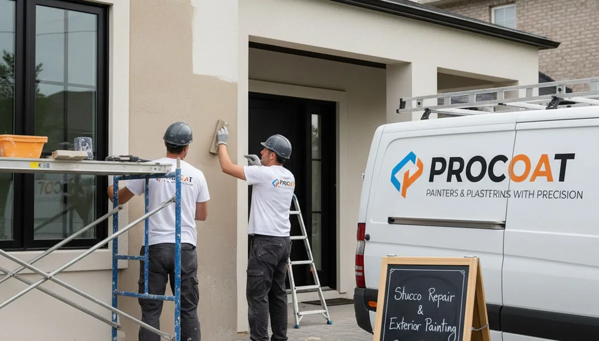 Professional stucco repair on Santa Rosa CA home exterior by local painting contractors