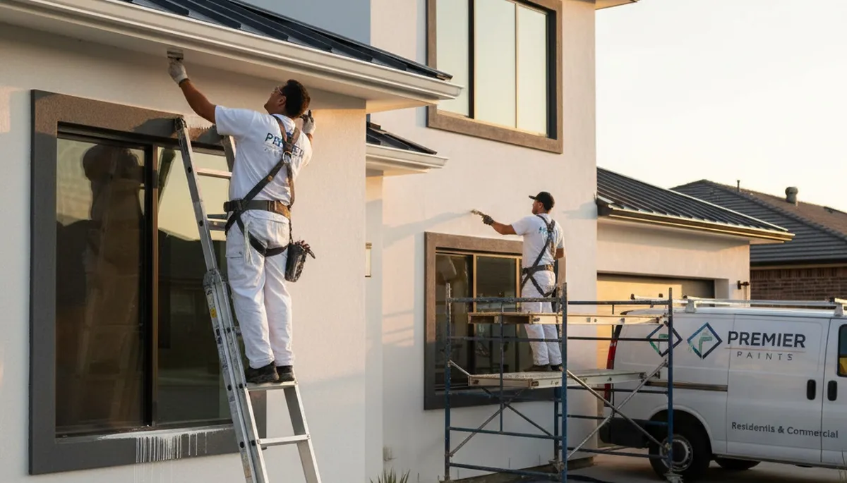 Professional trim and fascia painting on Santa Rosa, CA home by expert exterior house painters