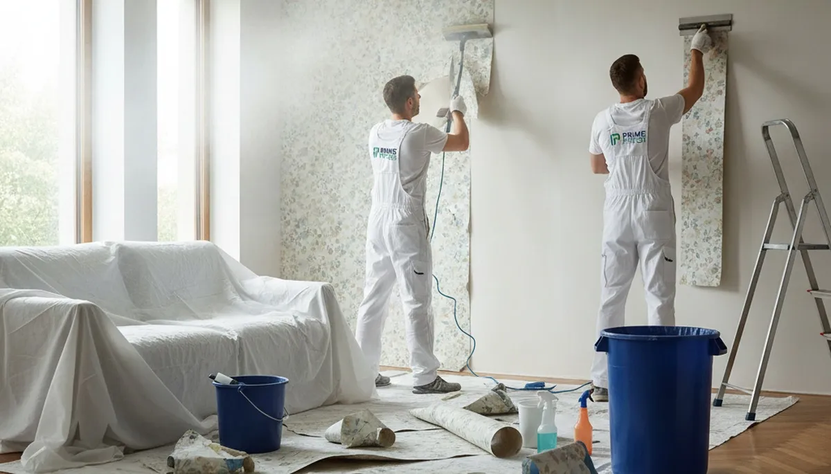 Professional wallpaper removal and wall prep in Santa Rosa, CA home by expert painting team